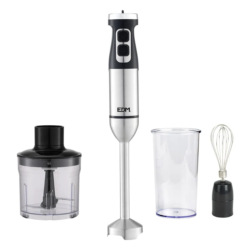 Frullatore a immersione multifunzione con accessori EDM 07770 Nero Argento 1700 W