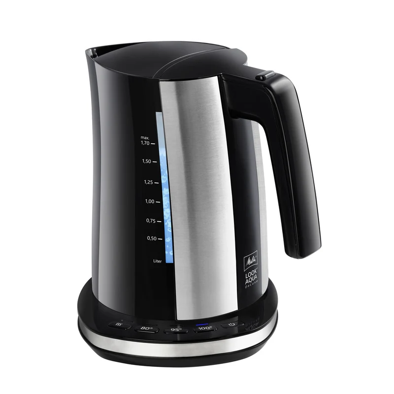 Bollitore e Bollitore Elettrico Melitta LOOK AQUA DELUXE BLACK EU Nero/Argento Acciaio inox 2400 W 1,7 L