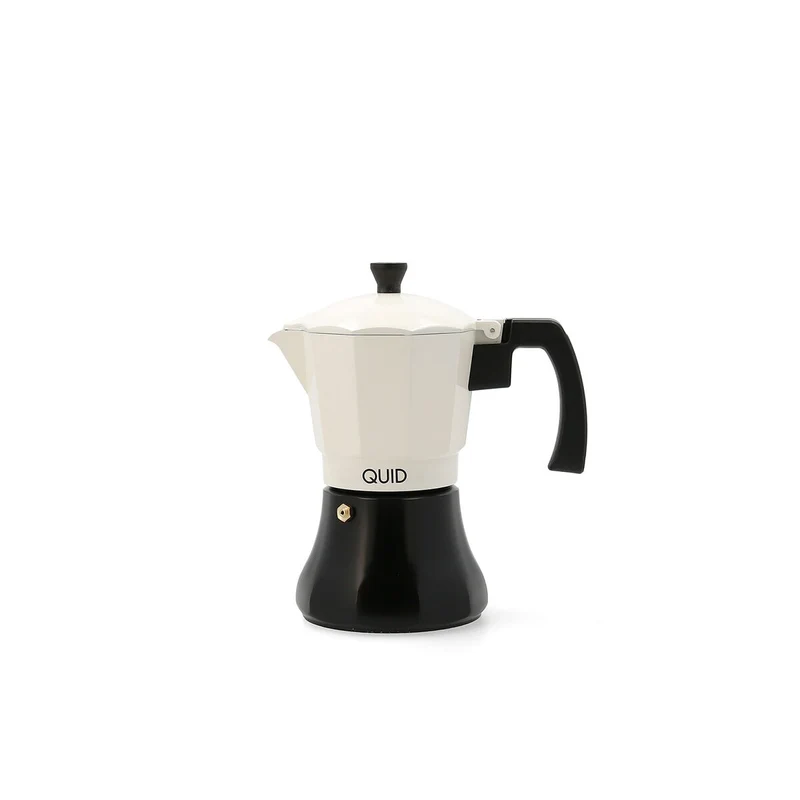 Caffettiera Italiana Quid Cocco Bianco Nero Metallo 6 Tazze