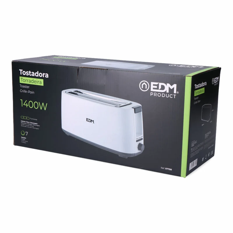 Tostapane EDM 07799 Bianco Design 1400 W Doppio slot