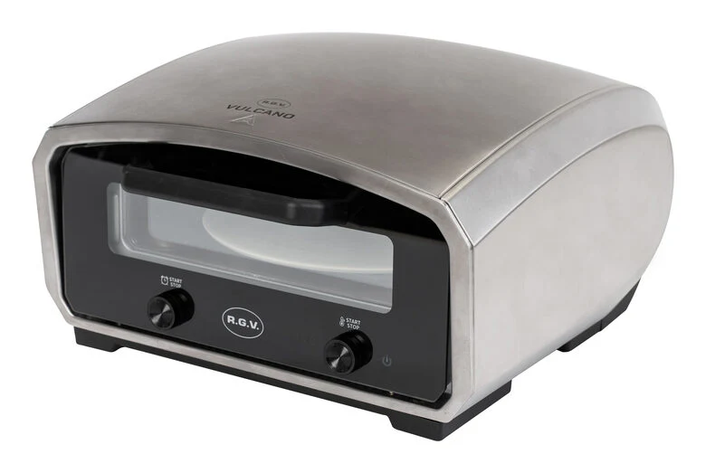 R.G.V. Forno Pizza Vulcano 33cm Piatto Girevole 450 Gradi Touchscreen Silver/nero