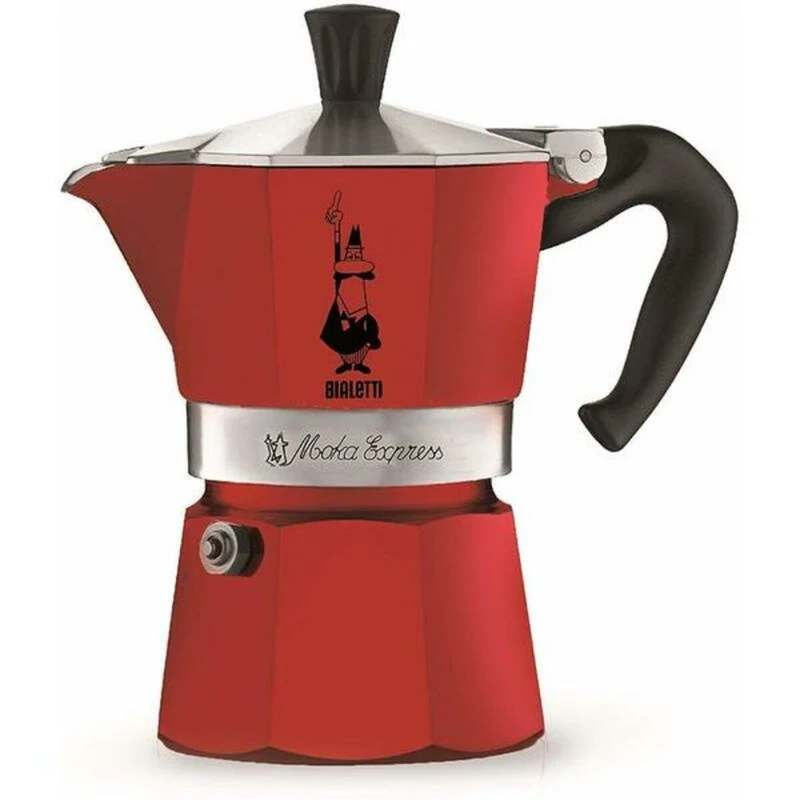 Caffettiera Italiana Bialetti Moka Rossa Alluminio 3 Tazze