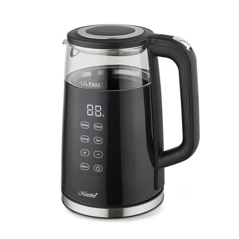 Bollitore Feel Maestro MR-049 Vetro borosilicato cristallo trasparente nero 2200 W 1,7 L