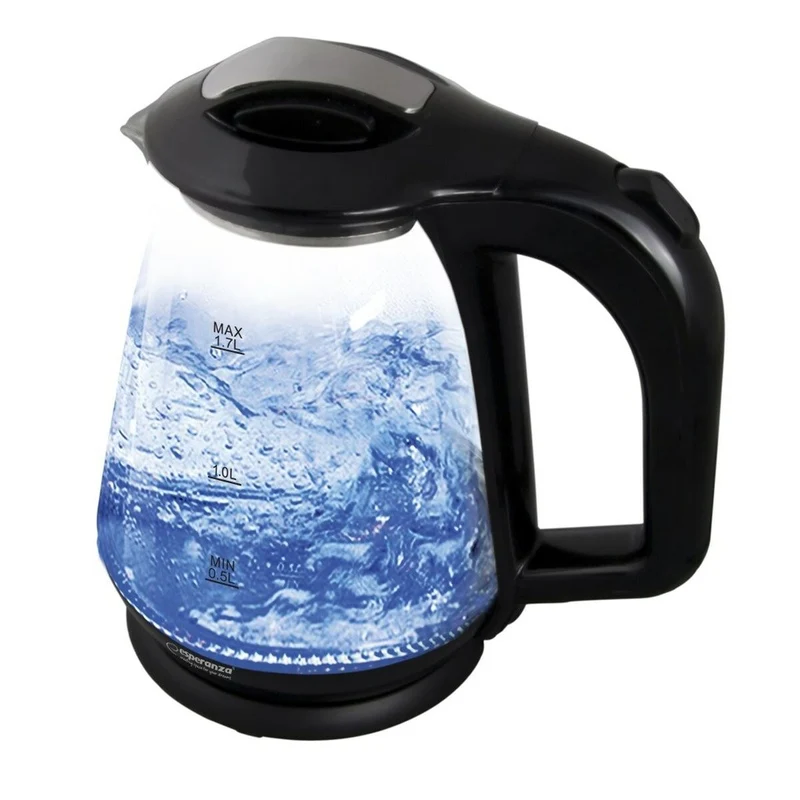 Bollitore Esperanza EKK024K Vetro Nero Plastica 1500 W 1,7 L