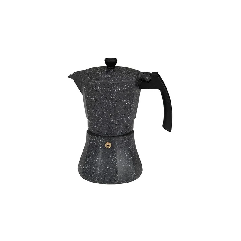 Caffettiera Italiana EDM Alluminio Nero 6 Tazze Induzione