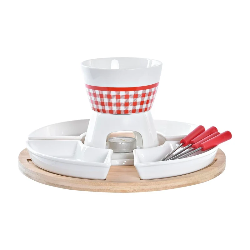 Fonduta DKD Home Decor Rosso 26,5 x 26,5 x 1,5 cm (10 pz)