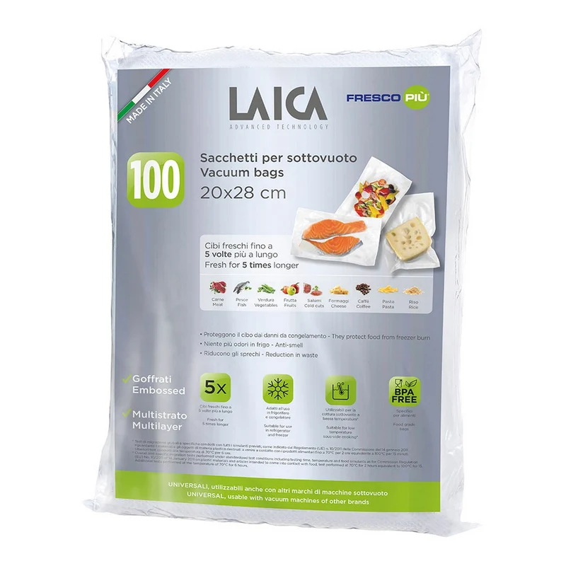 Sacchetti Sottovuoto LAICA VT3501 100 Pezzi 20 x 28 cm